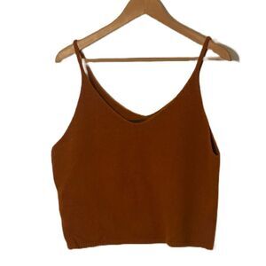 Code Mode Rust V-Neck Spaghetti Strap Crop Top
